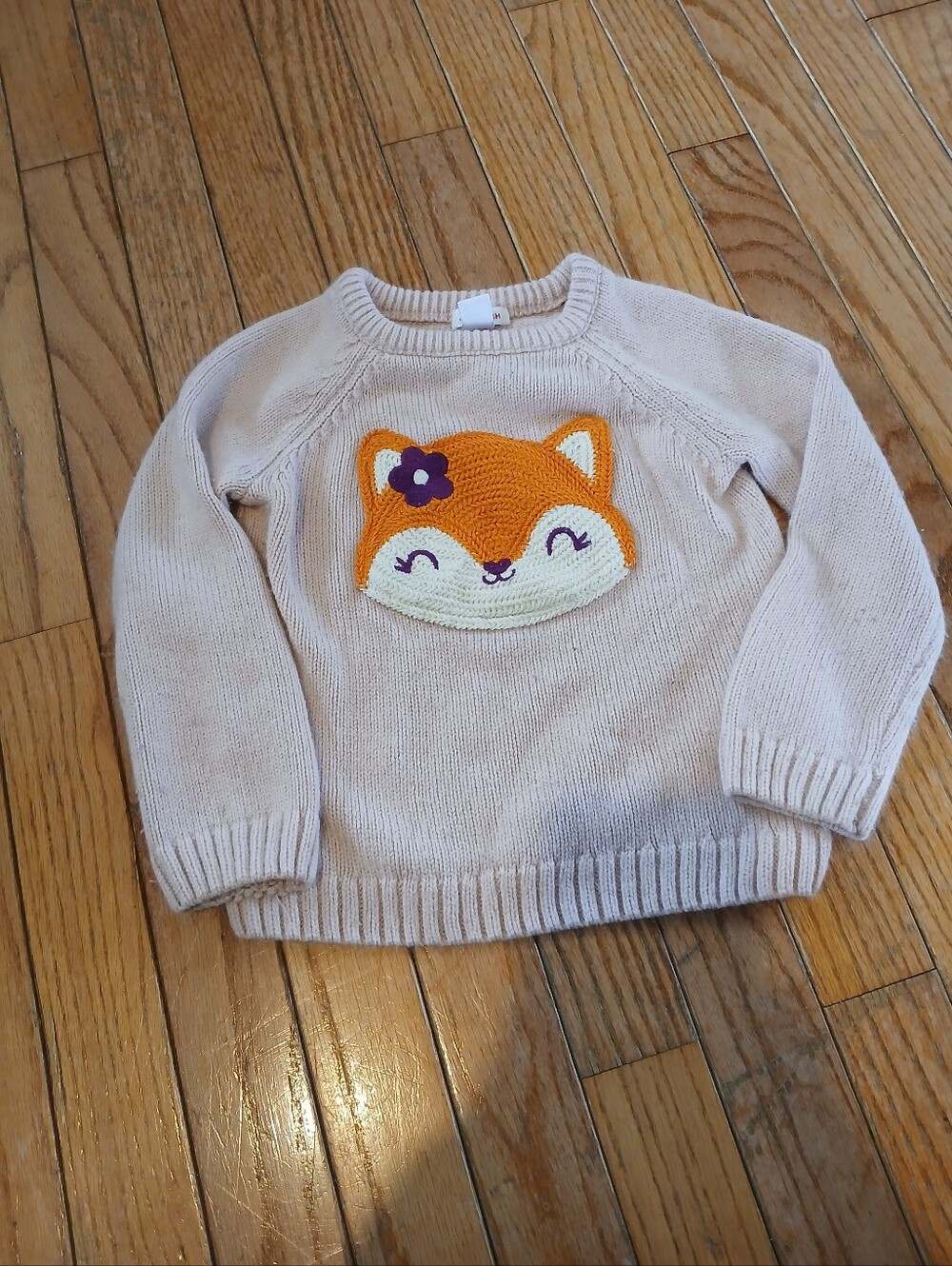 Girls Knit Fox Crewneck Sweater Size 4